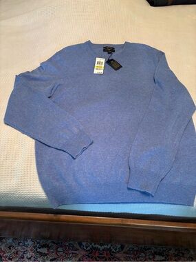 Club Room Men's Cashmere Crewneck Sweater in Light Blue Heather